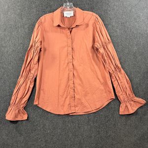 The Shirt By Rochelle Behrens Julian Blouse Women's Large Burnt Orange Smocked